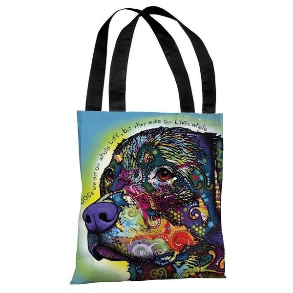 One Bella Casa One Bella Casa 72129TT18P 18 in. The Rottweiler with Text Polyester Tote Bag by Dean Russo 72129TT18P
